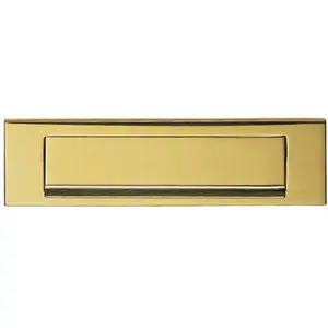 Inward Opening Letterbox Plate 224mm Fixing Centres 254 x 78mm Polished Brass