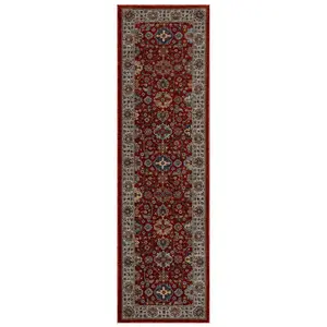 Luxurious Bordered Easy to Clean Persian Floral Traditional Red Rug for Living Room Bedroom & Dining Room-120cm X 180cm