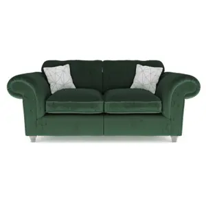 Windsor Bottle Green 3 Seater & 2 Seater Sofas - Silver Feet