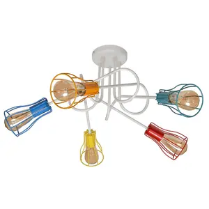 Luminosa Oxford Multi Arm Semi Flush Ceiling Light Multi-Coloured 64cm