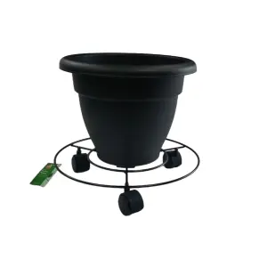 35cm Round Plant Pot Caddy Black Patio Pot Mover With Castor Wheels 14 Inch