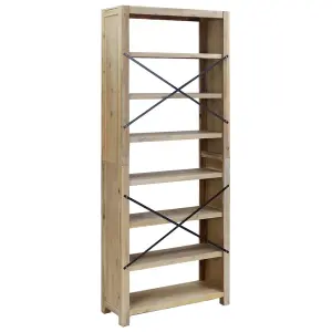 Berkfield 7-Tier Bookcase 80x30x200 cm Solid Wood Acacia