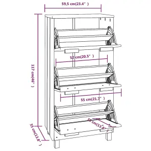 Berkfield Shoe Cabinet Dark Grey 59.5x35x117 cm Solid Wood Pine