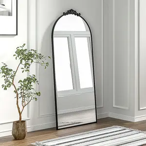 Black Metal Shatter Proof Glass Accent Framed Mirror W 800 x H 1800mm