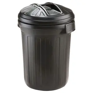 2 x Black Large 80 Litre Capacity Dustbin Heavy Duty Outdoor Shatterproof Refuse/Rubbish Bin With Lid