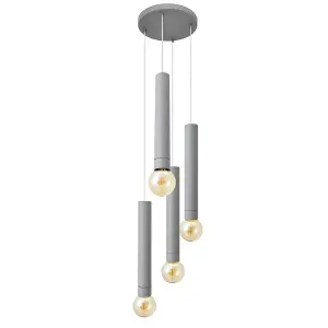 Luminosa Tuba Cluster Pendant Ceiling Light Grey 30cm