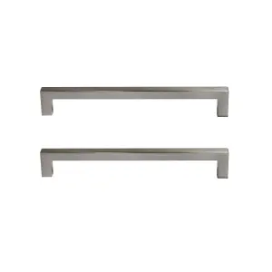 GoodHome Golpar Satin Nickel effect Kitchen cabinets D-shaped Pull handle (L)16.9cm (D)28mm, Pack of 2