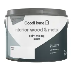 GoodHome Interior Metal & wood Satinwood Emulsion, Base B, 2.5L