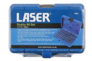 Laser Tools 7653 50pc Stubby Bit Set 1/4" Drive Mixed Profile