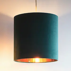 10" Green Velvet Drum Lampshade for Lamps and Ceiling