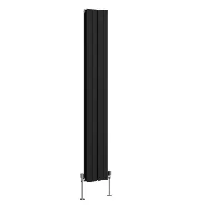 Right Radiators 1800x272 mm Vertical Double Flat Panel Designer Radiator Black