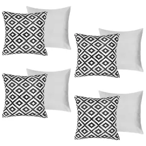 4 Pack Geometric Cushion Cover Filled Water Resistant Outdoor Garden