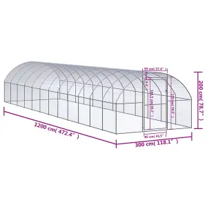 Outdoor Chicken Coop 3x12x2 m Galvanised Steel