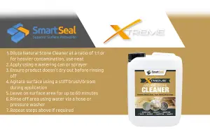 Natural Stone Cleaner Xtreme, Black Spot Remover and Powerful Cleaner, Dirt Remover, Stains, Grime and Algae Killer, 5L