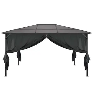 Berkfield Gazebo with Curtain Aluminium 4x3x2.6 m Black