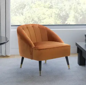 Velvet Orange Kensington Slipper Bedroom Accent Chair