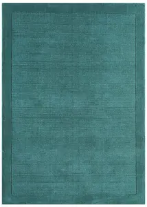 Teal Simple and Stylish Wool Handmade Modern Plain Rug for Living Room and Bedroom-80cm X 150cm