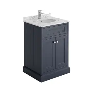 Fairmont Midnight Grey Square Floor Standing Vanity Unit (W)600mm