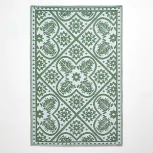 Homescapes Green Outdoor Rug with Floral Leaf Pattern, 122 x 182 cm