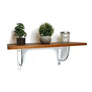 Solid Pine Rustical Shelf Dark Oak with LUK05 Bracket 25x80cm