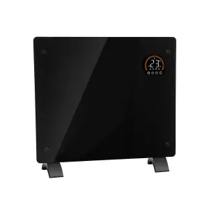 Electric Black Glass Panel Heater - 1000W Smart Wi-Fi Wall Moutned Radiator