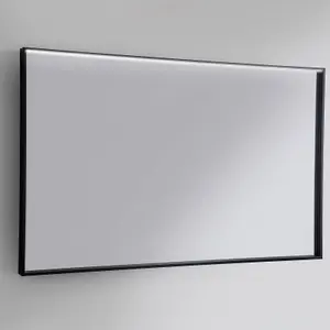 Edge-Black 1200, Illuminated rectangular wall mirror with Black Frame, with LED 120x75x55 cm Black