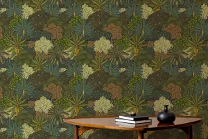 Bobbi Beck eco-friendly green patchwork forest wallpaper