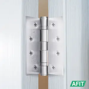 AFIT Satin Chrome Door Hinges - 4 Inch / 102mm  Internal Fire Door Hinges - 2 Pairs