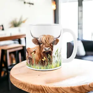 Purely Home Highland Cow Mum & Calf Ceramic Mug