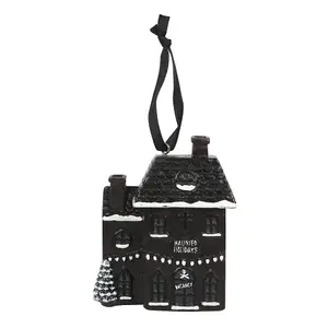 Something Different Haunted Holiday Resin House Christmas Decoration Black/White (One Size)