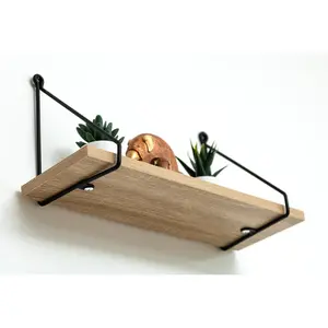 Addre Floating Shelf Oak/Black / 20cm H x 40cm W x 15cm D