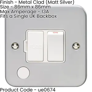 2 PACK 13A DP Switched Fuse Spur & Flex Outlet HEAVY DUTY METAL CLAD Isolation