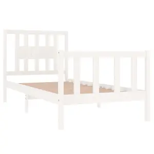 Berkfield Bed Frame White Solid Wood 90x190 cm 3FT Single