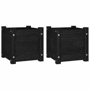 Berkfield Garden Planters 2 pcs Black 31x31x31 cm Solid Pinewood