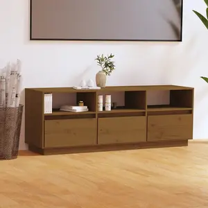 Berkfield TV Cabinet Honey Brown 140x37x50 cm Solid Wood Pine