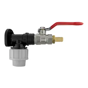 20mm waterpipe mdpe back/wall plate with full flow valve+universal garden hose 13mm barb connector