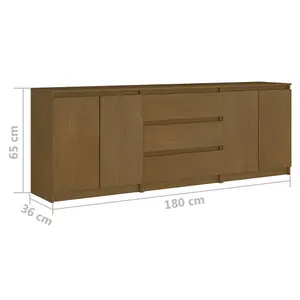 Berkfield Side Cabinet Honey Brown 180x36x65 cm Solid Pinewood