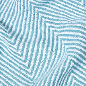 Homescapes Cotton Halden Chevron Teal Throw, 150 x 200 cm