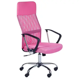 Beliani Minimalist Office Chair Pink DESIGN