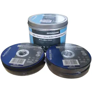 115mm Ultrathin Cutting Disc - 50 Pack Ultra Thin 115 x 1.0mm Cutting Discs in a Metal Tin