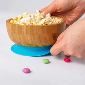 Tiny Dining - Children's Bamboo Suction Bowl& Spoon Set - Blue