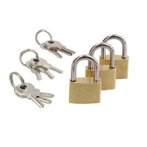 20mm Mini Brass Padlock Set For Suitcases Luggage Rucksacks Tents 9pc & Keys