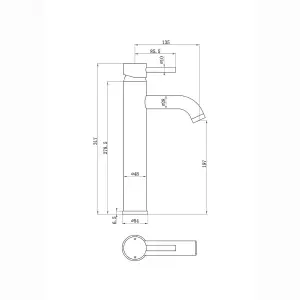 ENKI Zara Matte Black Tall Brass Basin Mixer Tap BT9904