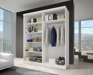 Elegant Black Gloss & White Matt Wardrobe W183cm H218cm D61cm with Artistic Sliding Doors