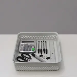 JVL Droplette Design Plastic Storage Tray, Grey