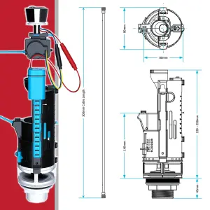 SPARES2GO Universal Auto Flush Toilet Valve 1.5" 2" Touchless WC Cistern Dual Sensor Button Kit