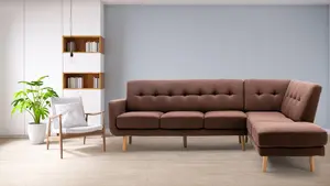 Donna 5 Seater Right Corner Chaise Sofa - Light Brown