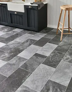 Grey Non Slip Stone Effect Vinyl Flooring For LivingRoom, Kitchen, 2.3mm Cushion Backed Vinyl Sheet-8m(26'3") X 4m(13'1")-32m²