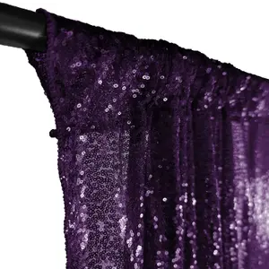 4ft x 7ft Sequin Backdrop Photography Background Shiny Fabric Glitter Curtain Backdrop, Purple