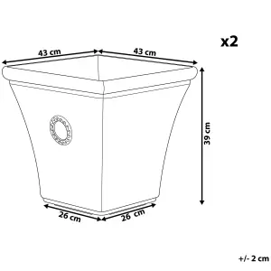 Set of 2 Plant Pots ELATEIA Stone White